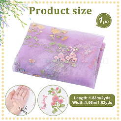 2 Yards Polyester-Stickerei 3D-Blumennetzstoffe&nbsp;DIY-WH0622-383D