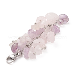 Decoraciones colgantes con cuentas de chip de amatista y cuarzo rosa natural&nbsp;HJEW-JM01234-01