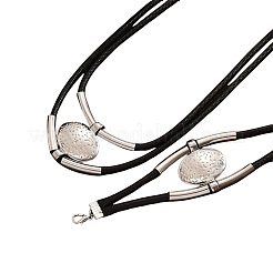 Ovale Halsketten- und Armbandsets im Bohème-Stil aus Legierung und Kunstleder mit Wachskordel&nbsp;FS-WG56800-01