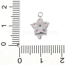 Ciondoli con connettore a forma di fiore in acciaio inossidabile 304 con micro pavé di zirconi cubici&nbsp;STAS-U042-01P-01