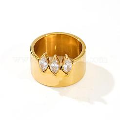 Anillos de dedo de acero inoxidable 304 con pavé de circonita cúbica&nbsp;WG20961-01