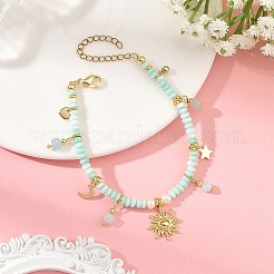 Braccialetti con ciondoli sole e luna in acciaio inossidabile 304&nbsp;BJEW-JB14311