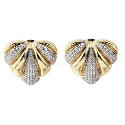 Orecchini a bottone da donna in ottone con micro pavé di zirconi trasparenti&nbsp;EJEW-G430-02GP