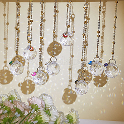 Mauvais œil et décoration de pendentif de voiture en verre clair en forme de larme&nbsp;HJEW-AB00164