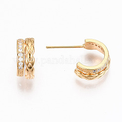 Pendientes de aro de circonita cúbica transparente con micro pavé de latón&nbsp;KK-R117-034A-NF