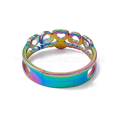 Anillo de acero inoxidable con forma de corazón hueco y ojo malvado para mujer&nbsp;RJEW-C045-06M
