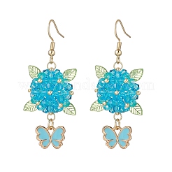 Pendientes colgantes de flor y mariposa de acero inoxidable 304&nbsp;EJEW-MZ00455-03