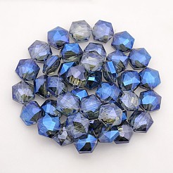 Hexagonale electroplate pleine arc plaqué perles de verre brins&nbsp;EGLA-P015-M