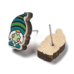 Pendientes de madera estampados para mujer.&nbsp;EJEW-B028-09A