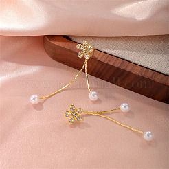 Blume Legierung Kristall Strass Quaste Ohrstecker&nbsp;FS-WGCF411-01