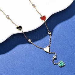 Collane con ciondolo a forma di cuore colorato in acciaio inossidabile 304&nbsp;NJEW-F346-03G