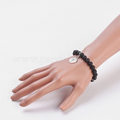 Bracelets extensibles en pierre de lave naturelle&nbsp;BJEW-JB03771-01