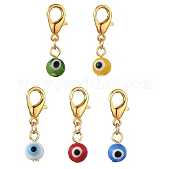 5 pendentif décoratif fait main en lampwork contre le mauvais œil&nbsp;HJEW-JM04214