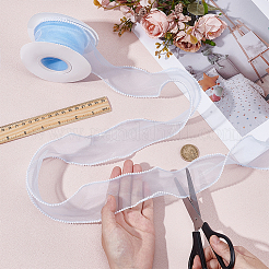 5 Yards Organza-Kunststoffband mit Kunststoffperlenrand&nbsp;OCOR-WH0101-185C