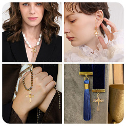 12 Stück 6 Stile Kreuz Legierung Strass & Kunststoff Perle Anhänger & Link Zubehörse Kits&nbsp;FIND-TA0007-90