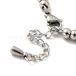 Anlaufgeschütztes Kleeblatt-Charm-Armband aus 304 Edelstahl mit runden 201 Edelstahlperlen für Damen&nbsp;BJEW-B057-15P