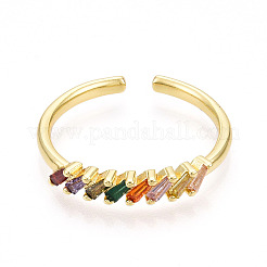 Bagues de manchette en laiton micro pavé de zircone cubique pour femmes&nbsp;KK-T070-109