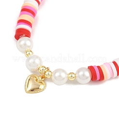 5 Stück 5 Farben 304 Edelstahl aufgeblasene Herz-Charme-Armbänder&nbsp;BJEW-JB12272