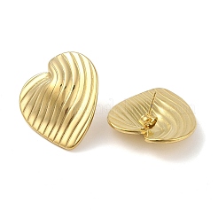 Pendientes de botón de acero inoxidable 304 con revestimiento iónico (IP) y diseño de rayas para mujer&nbsp;EJEW-B050-18G-02