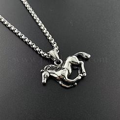 304 Edelstahl Pferd Tier Anhänger Punk Street Hip-Hop Halsketten&nbsp;OH9267