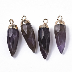 Top pendentifs pointus améthyste naturelle plaqué or&nbsp;G-S359-078F