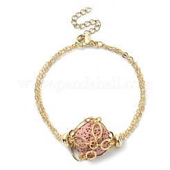 Realizzazione di braccialetti portapietre vuoti in macramè intrecciato in ottone con rombo&nbsp;BJEW-JB09904-01