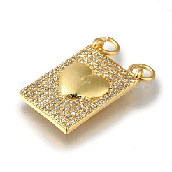 Ciondoli in ottone con placcatura a cremagliera con micro pavé di zirconi chiari&nbsp;KK-G500-01B-G