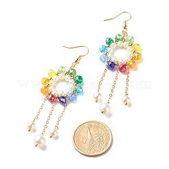 Anneau avec chaîne pompon boucles d'oreilles pendantes pour fille femmes&nbsp;X1-EJEW-TA00019
