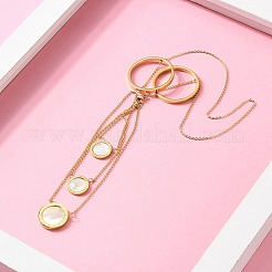 Lasso-Halsketten aus 304er Edelstahl und natürlichen Muschelringen für Damen&nbsp;NJEW-A045-21G