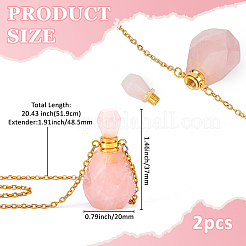 Colliers pendentifs en forme de flacon de parfum ovale en quartz rose naturel&nbsp;NJEW-WH0022-40A