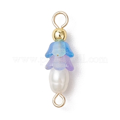 Ciondoli connettore in acrilico e perle d'acqua dolce coltivate naturali con fiori smerigliati&nbsp;PALLOY-JF03590-11