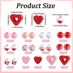 Perles en bois naturel peintes au pistolet pour la Saint-Valentin&nbsp;WOOD-SP0001-26