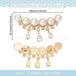2 broche de aleación de cristal con borlas y flores de 2 colores&nbsp;JEWB-GO0001-13