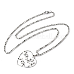 Muttertag 201 Edelstahl Hohlschnitt Mama Liebe Herz Anhänger Halsketten&nbsp;LS-NJEW-H065-24P