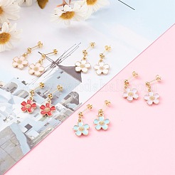 Aretes colgantes de flor de aleación de zinc&nbsp;EJEW-JE04477
