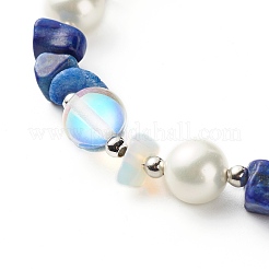 Natürliches Lapislazuli-Chipperlenarmband für Mädchenfrauen&nbsp;X1-BJEW-TA00019-04