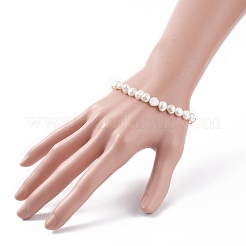 Perlenarmband aus Naturperlen mit Büroklammerketten aus Messing für Damen&nbsp;BJEW-JB07920-01