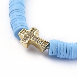 Bracelets extensibles faits main en pâte polymère heishi&nbsp;BJEW-JB05090