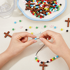 Kits de fabrication de colliers à pendentif rond et en croix à faire soi-même&nbsp;DIY-DC0004-02B