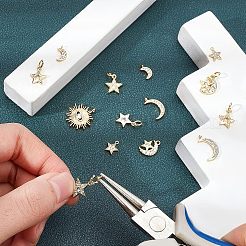 14pcs 7 breloques en zircone cubique en laiton de style micro pavé&nbsp;ZIRC-FH0001-10