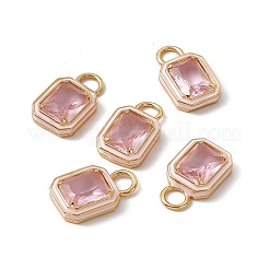 Rechteckige Anhänger aus rosa Glas&nbsp;KK-I696-10G