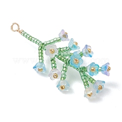 6 pz 6 colori di perline di vetro con grandi pendenti a forma di fiore&nbsp;PALLOY-MZ01184