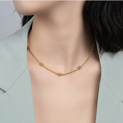 Collar de cadena de bolas con eslabones de flores de acero inoxidable 304 para mujer&nbsp;FS-WG0014C-01