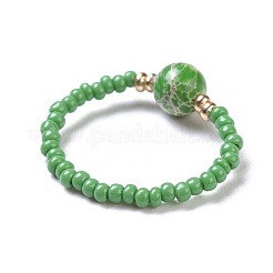 Anelli elastici naturali diaspro imperiale / diaspro sedimenti marini&nbsp;RJEW-JR00255-07
