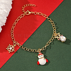 Weihnachts-Charm-Armbänder aus Messing mit Pavé-Zirkonia&nbsp;LX6041