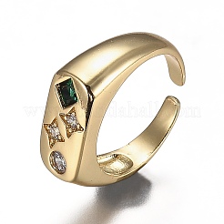 Micro ottone spianare anelli gemelli zirconi&nbsp;RJEW-H538-06
