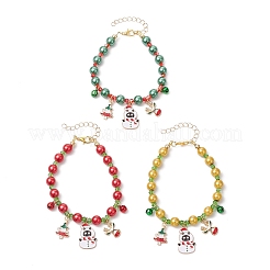 3 bracelet à breloques en alliage émaillé de Noël&nbsp;BJEW-JB12075