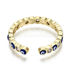Messing Micro Pave klare Manschettenringe aus Zirkonia&nbsp;RJEW-T016-07G-NF