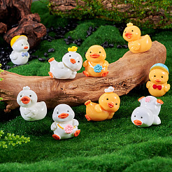 9 stücke 9 arten cartoon nette harz 3d ente figuren&nbsp;DJEW-TA0001-39