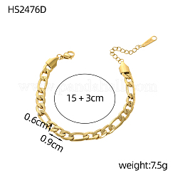 Bracelets à chaîne Figaro en acier inoxydable 304 pour femmes&nbsp;STAS-OY012-44G